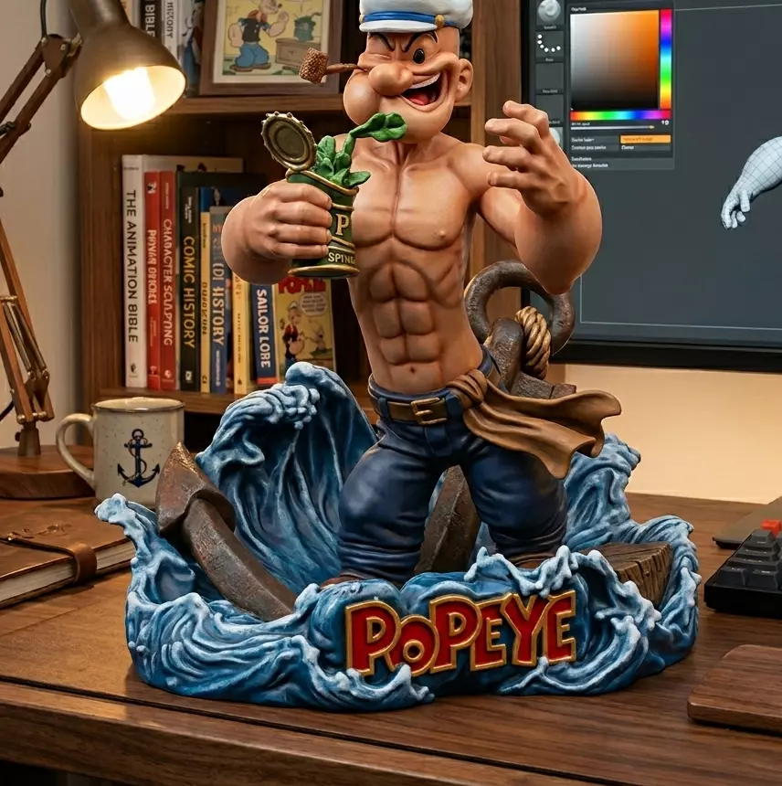 Popeye The Sailor Man 3D Print Model-Cartoon Character STL 3D print model