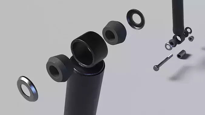 SUV Rear Shock Absorbers Exploded View 3D model 7
