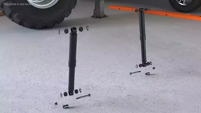 SUV Rear Shock Absorbers Exploded View 3D model 2