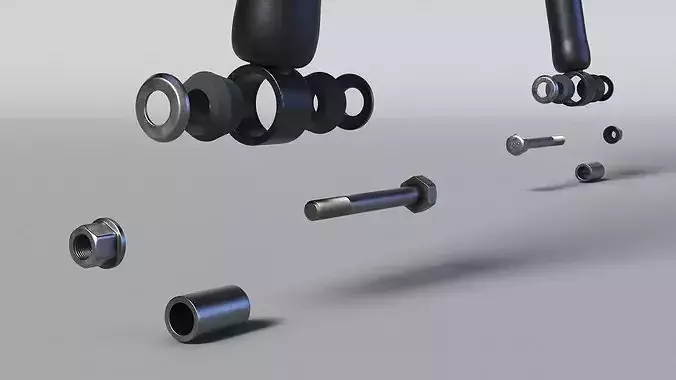 SUV Rear Shock Absorbers Exploded View 3D model 6