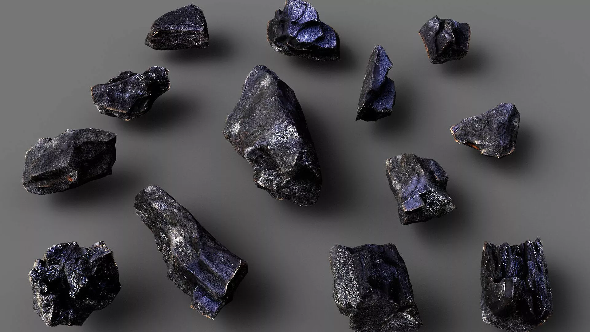burned ground coal debris scatter PBR photogrammetry Low-poly 3D model