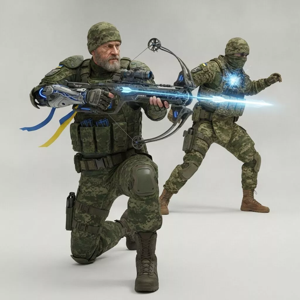 Ukrainian Soldier with Crossbow vs Russian Soldier Bottom Right 3D print model