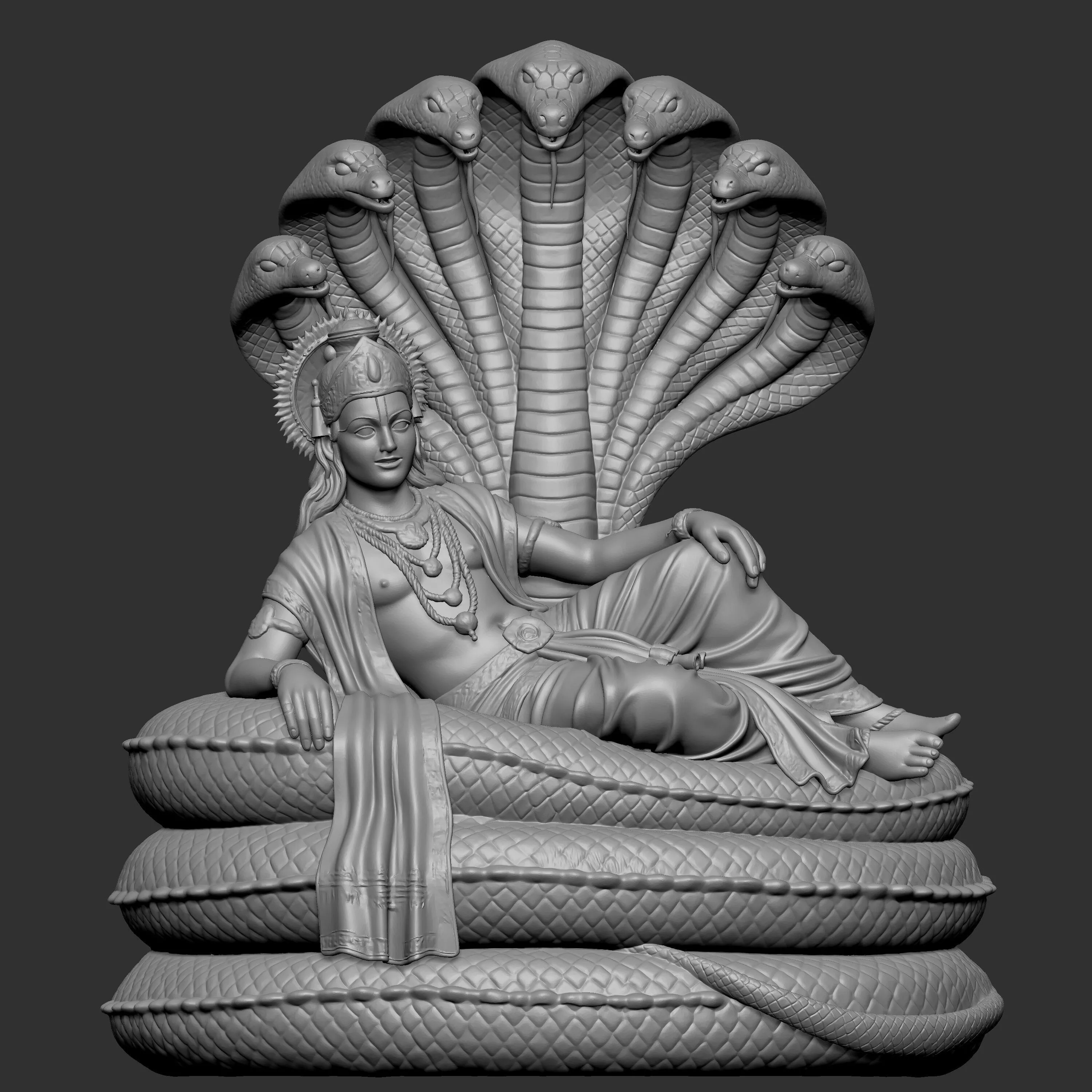 Lord Vishnu reclining 3D print model