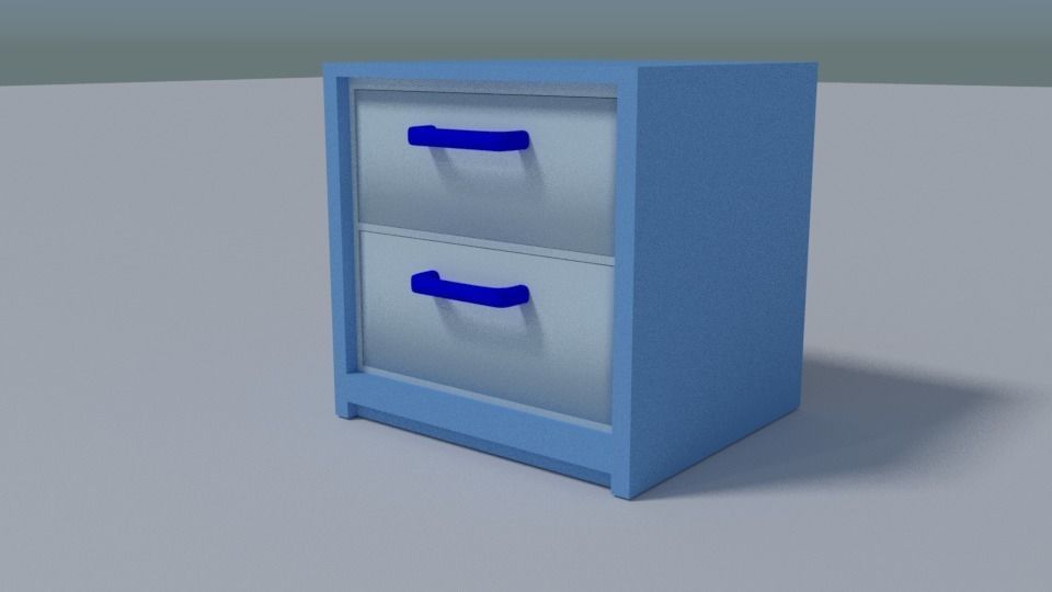 bedside table Low-poly 3D model_0
