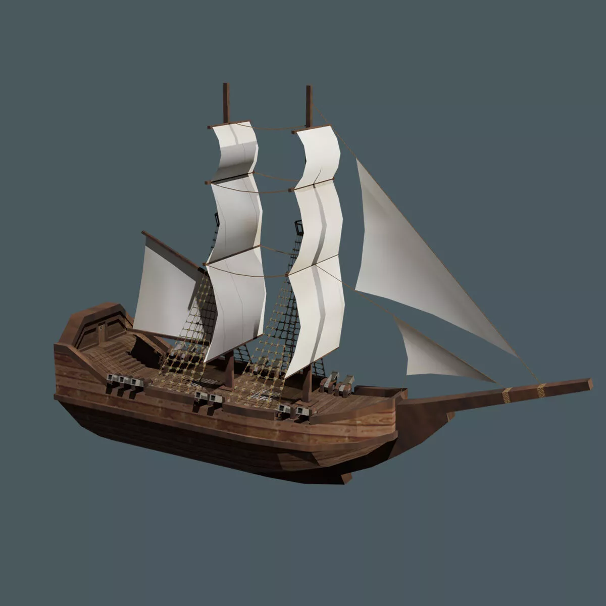 Old Boat Low-poly 3D model