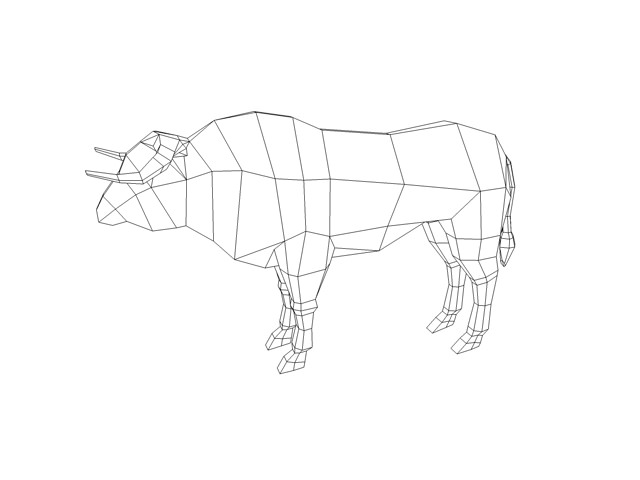 Low Poly Bull Low-poly 3D model_7