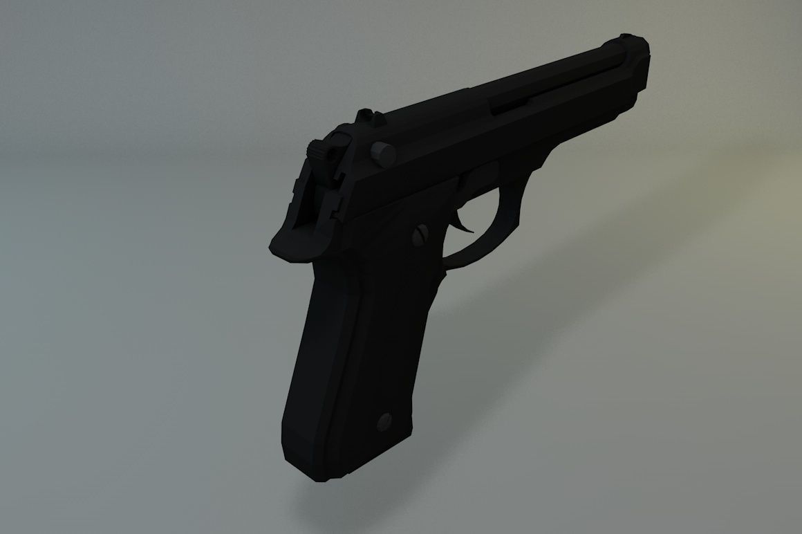 Low Poly Beretta M9 Low-poly 3D model_1