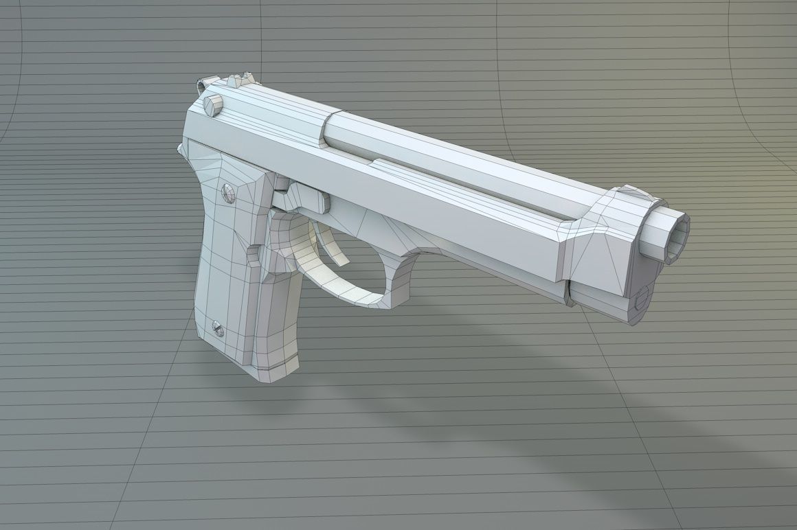 Low Poly Beretta M9 Low-poly 3D model_6