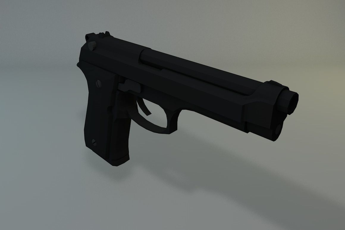 Low Poly Beretta M9 Low-poly 3D model_3