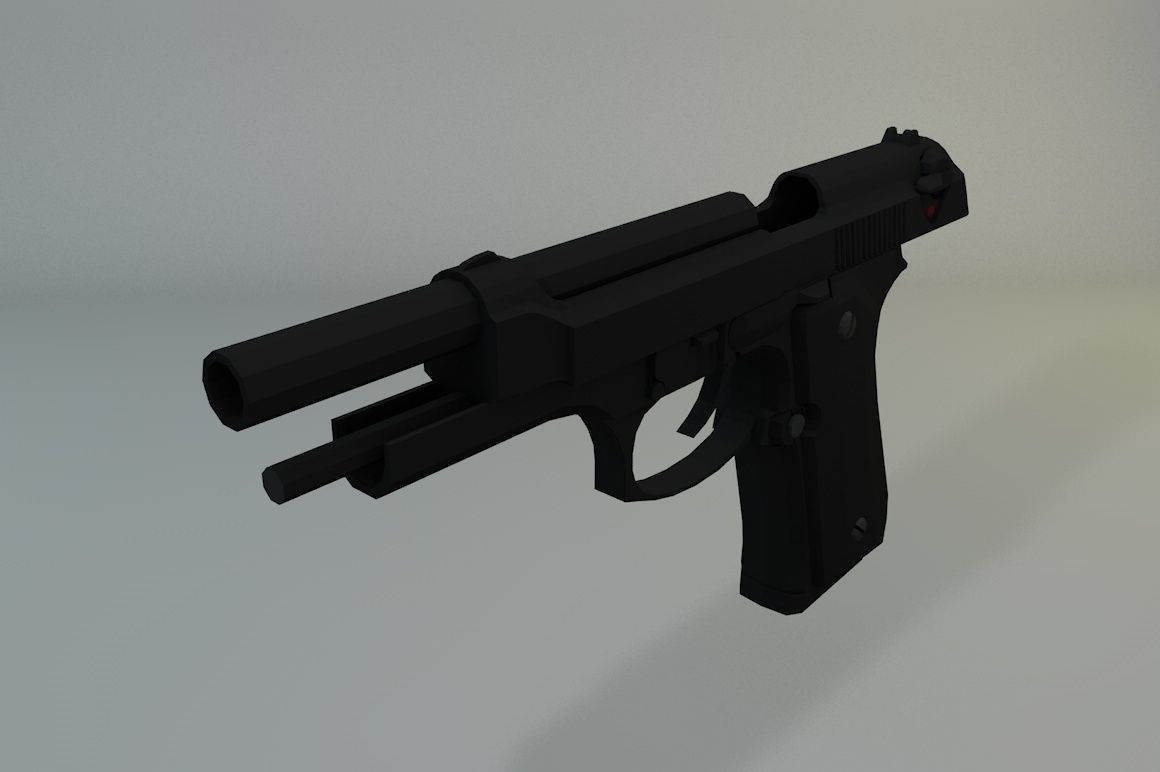 Low Poly Beretta M9 Low-poly 3D model_2