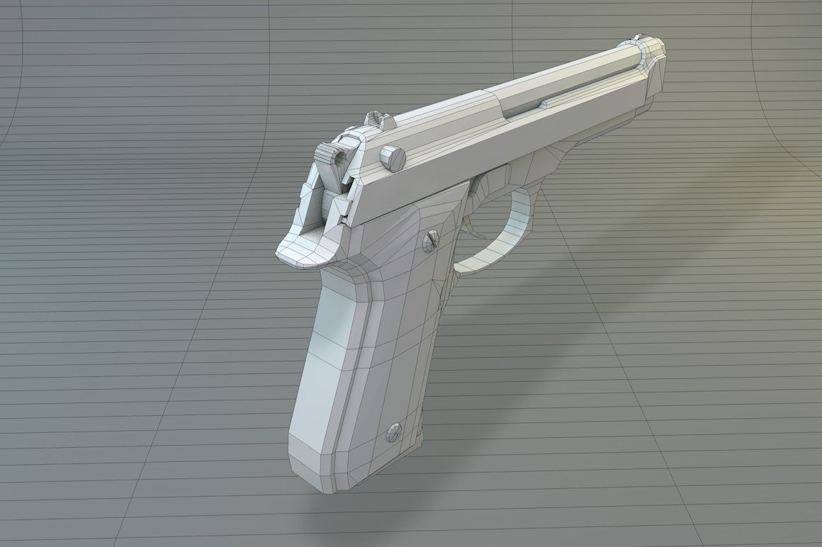 Low Poly Beretta M9 Low-poly 3D model_5
