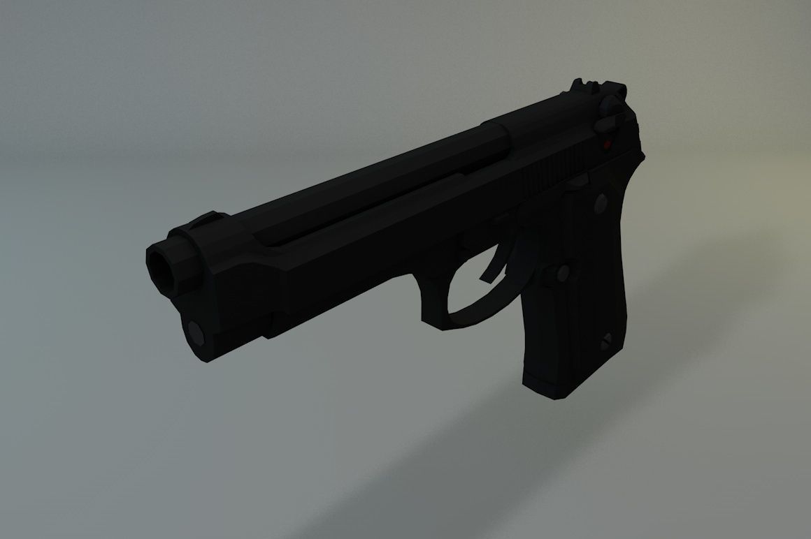 Low Poly Beretta M9 Low-poly 3D model_4
