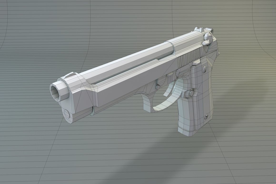 Low Poly Beretta M9 Low-poly 3D model_8