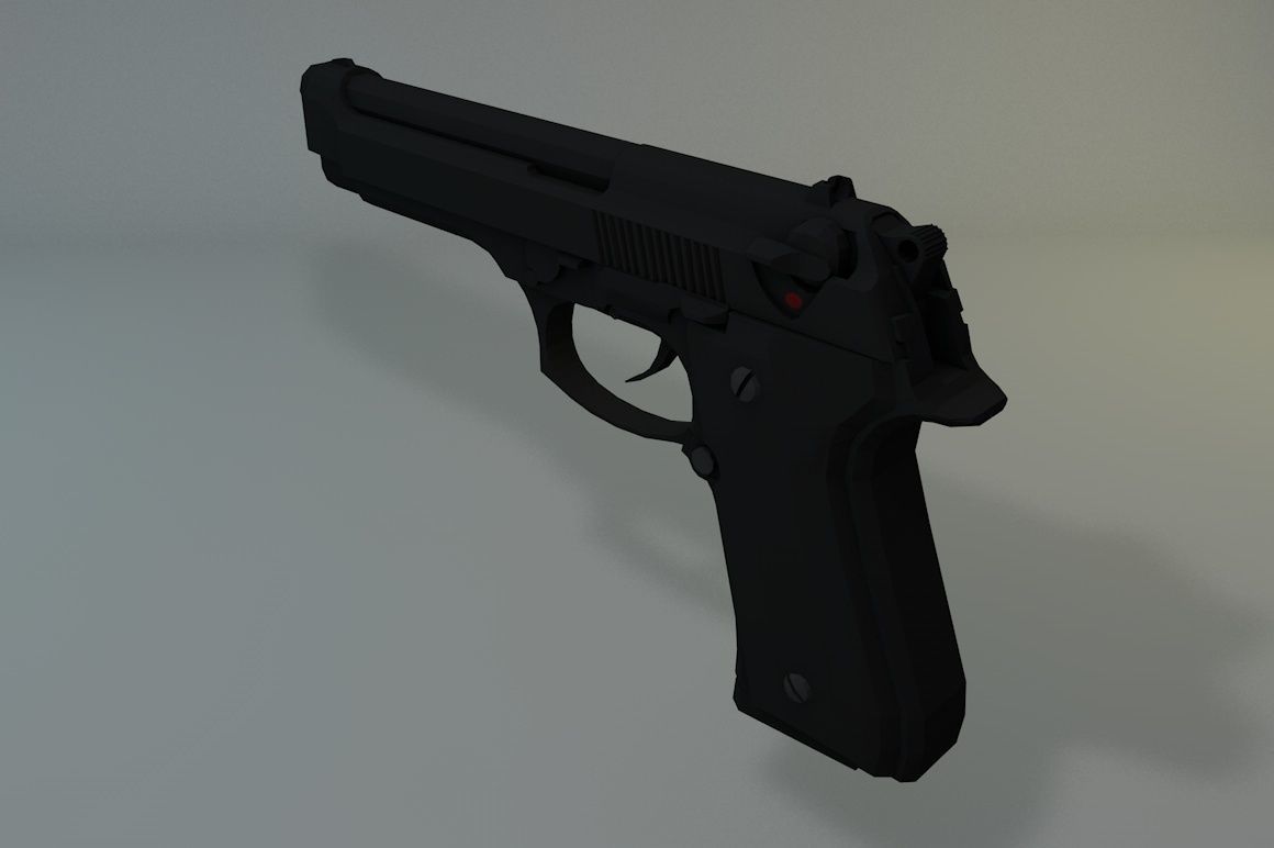 Low Poly Beretta M9 Low-poly 3D model_0