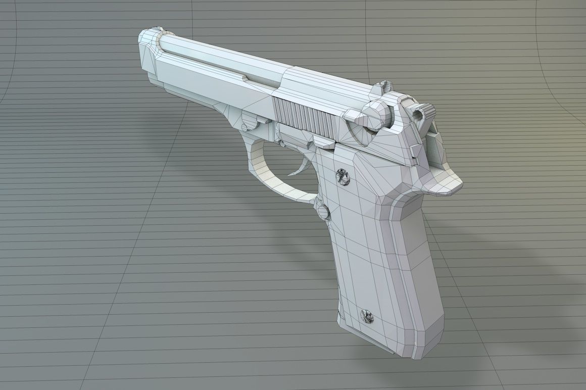 Low Poly Beretta M9 Low-poly 3D model_7
