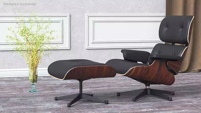 Lounge Chair with Ottoman Polisander 3D model 3