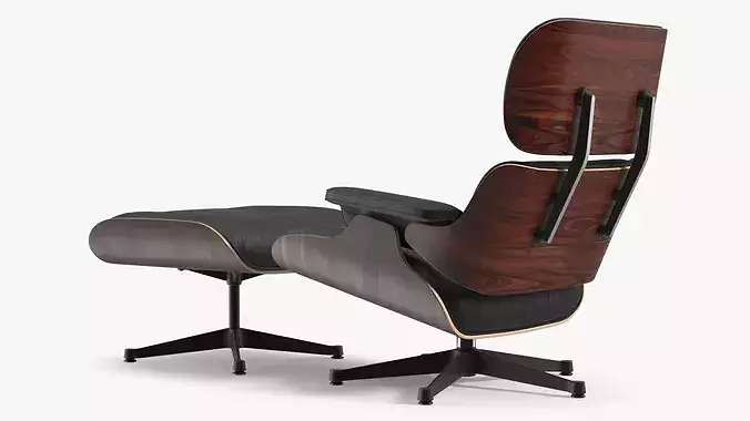 Lounge Chair with Ottoman Polisander 3D model 7