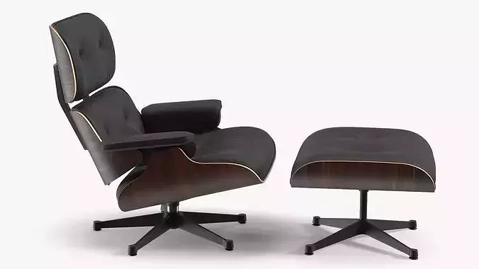 Lounge Chair with Ottoman Polisander 3D model 6