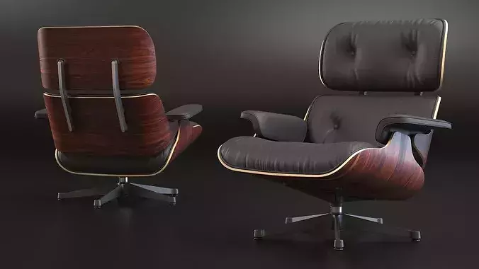 Lounge Chair with Ottoman Polisander 3D model 4