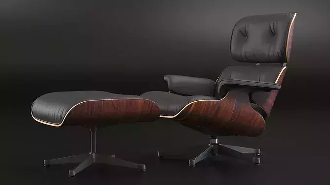 Lounge Chair with Ottoman Polisander 3D model 5