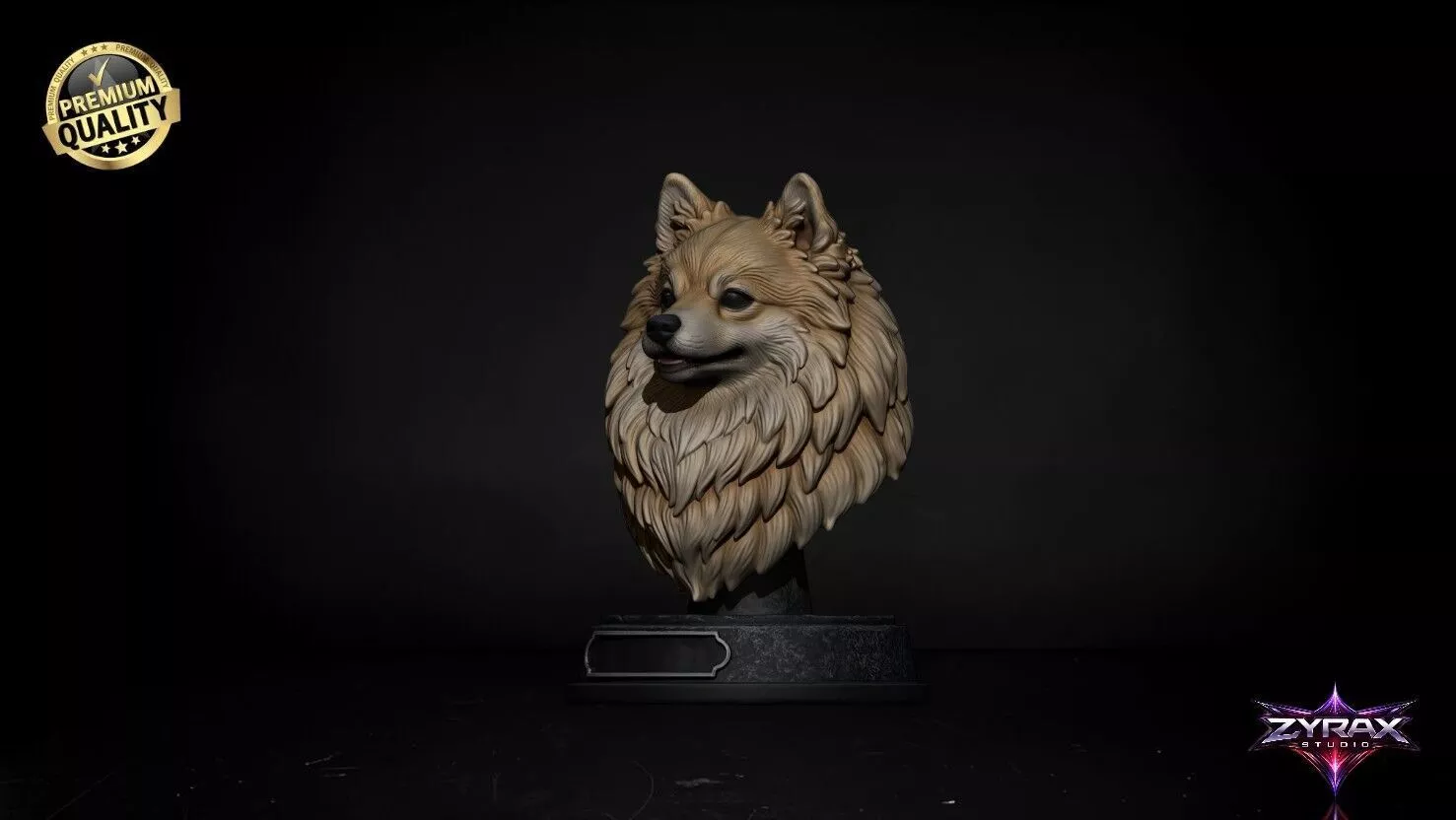 Pomeranian Bust STL Spitz Dog 3D Print Sculpture Model 3D print model