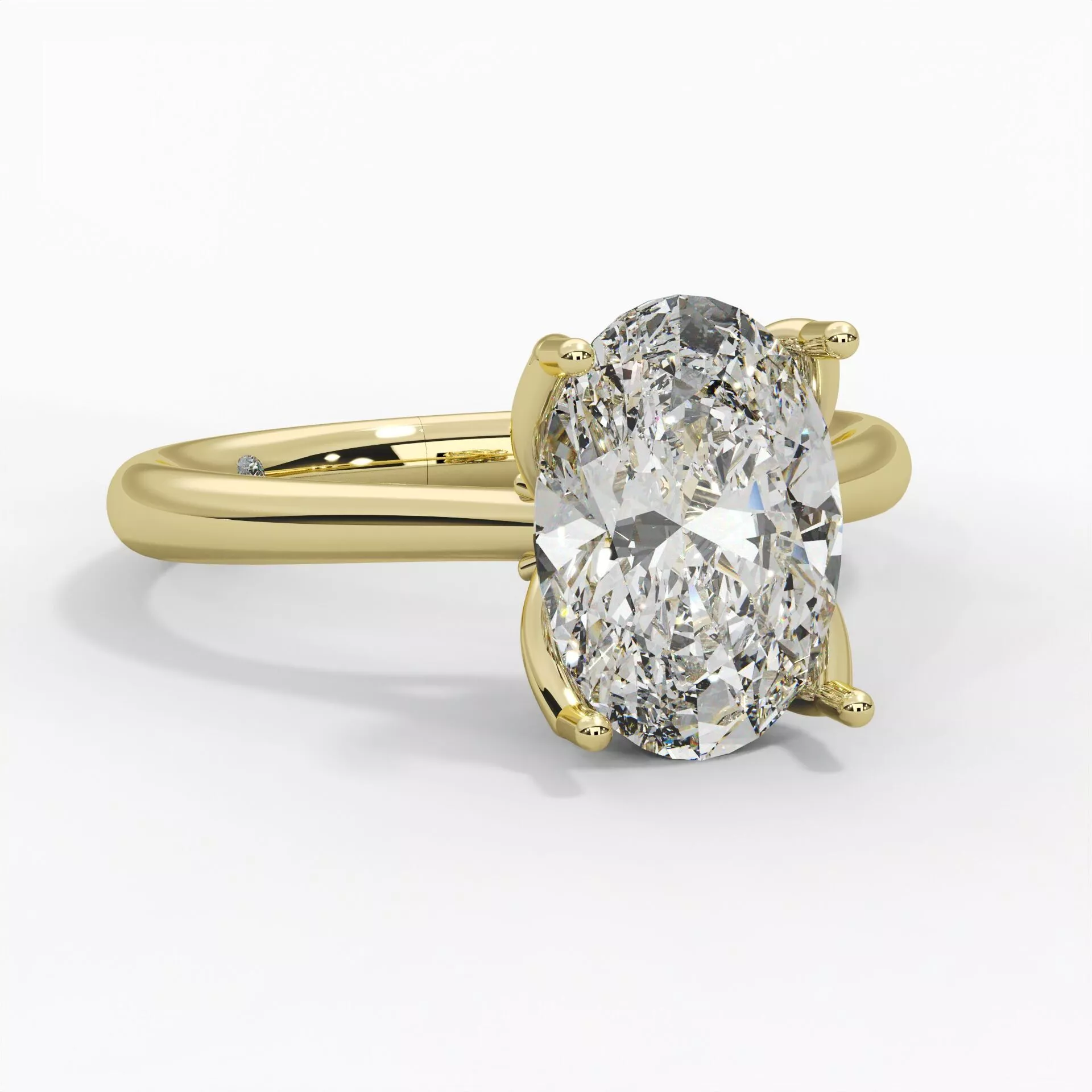 Oval Diamond Solitaire Ring White Gold Minimalist 3D 3D model