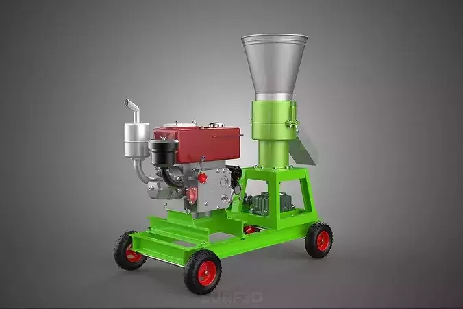 PORTABLE PELLET PRESS MILL MAKING MAKER MACHINE DIESEL ENGINE 2 3D model 6