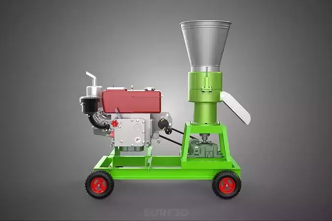 PORTABLE PELLET PRESS MILL MAKING MAKER MACHINE DIESEL ENGINE 2 3D model 7