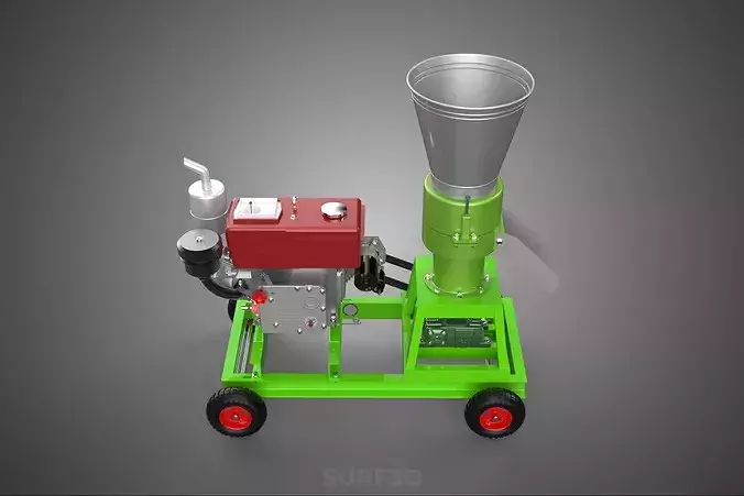 PORTABLE PELLET PRESS MILL MAKING MAKER MACHINE DIESEL ENGINE 2 3D model 4