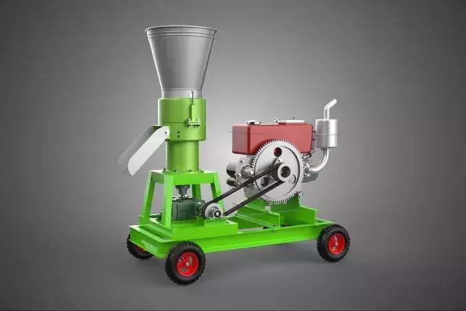 PORTABLE PELLET PRESS MILL MAKING MAKER MACHINE DIESEL ENGINE 2 3D model