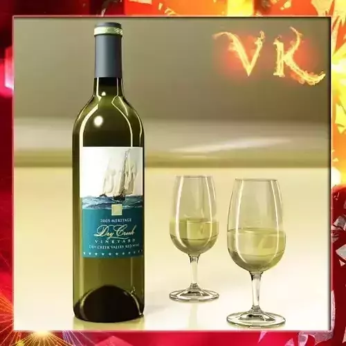 White Wine Bottle Dry Creek Meritage and Cup