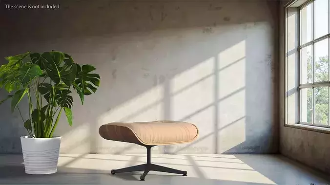 Lounge Chair Ottoman Beige 3D model 4