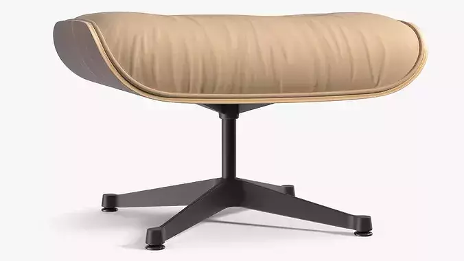 Lounge Chair Ottoman Beige 3D model 7