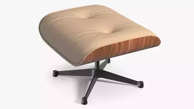 Lounge Chair Ottoman Beige 3D model