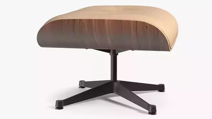 Lounge Chair Ottoman Beige 3D model 6