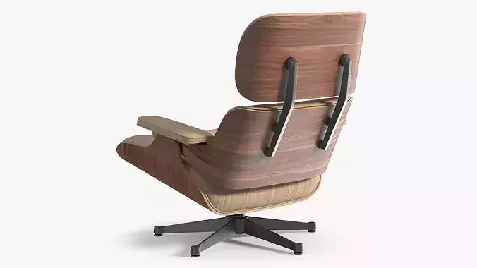 Eames Lounge Chair Beige 3D model 5