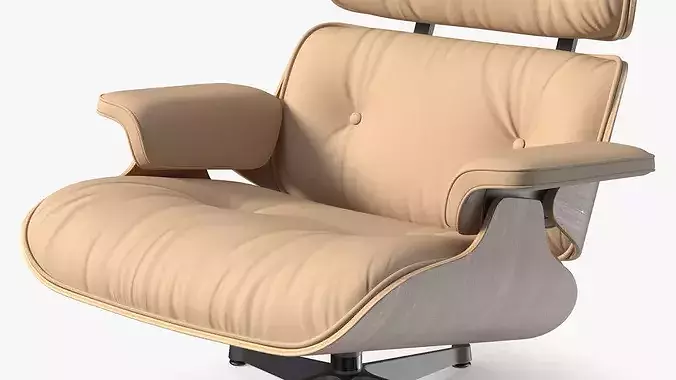Eames Lounge Chair Beige 3D model 7