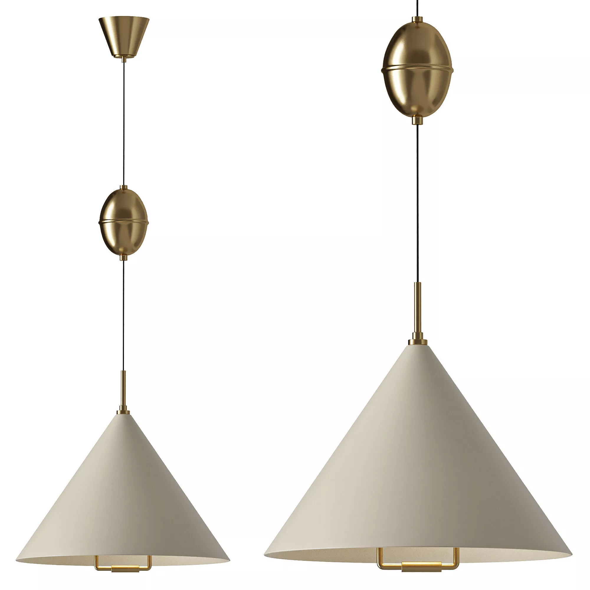 Hadley Pull Down Pendant 18 Soft Sand and Patina Brass 3D model