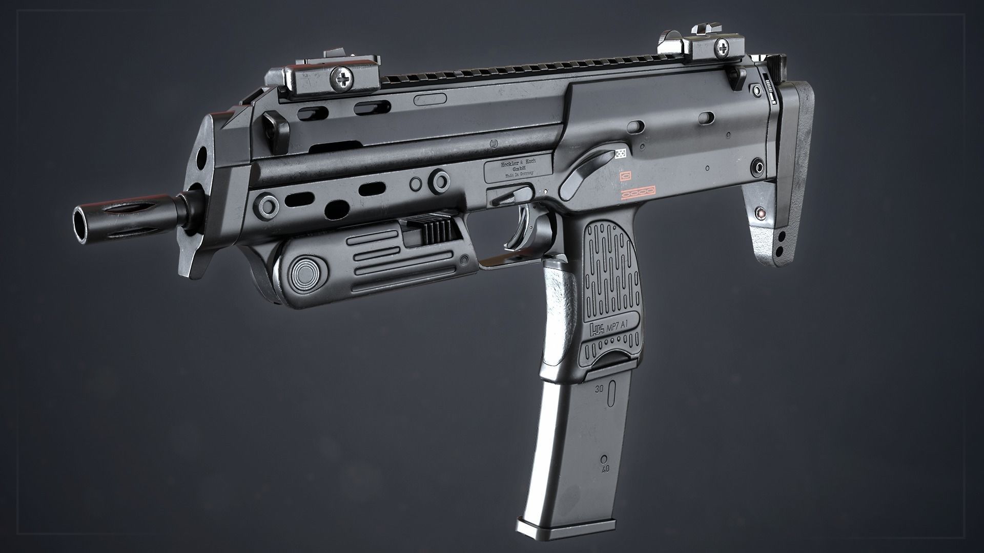 PBR MP7A1 PDW Low-poly 3D model_2