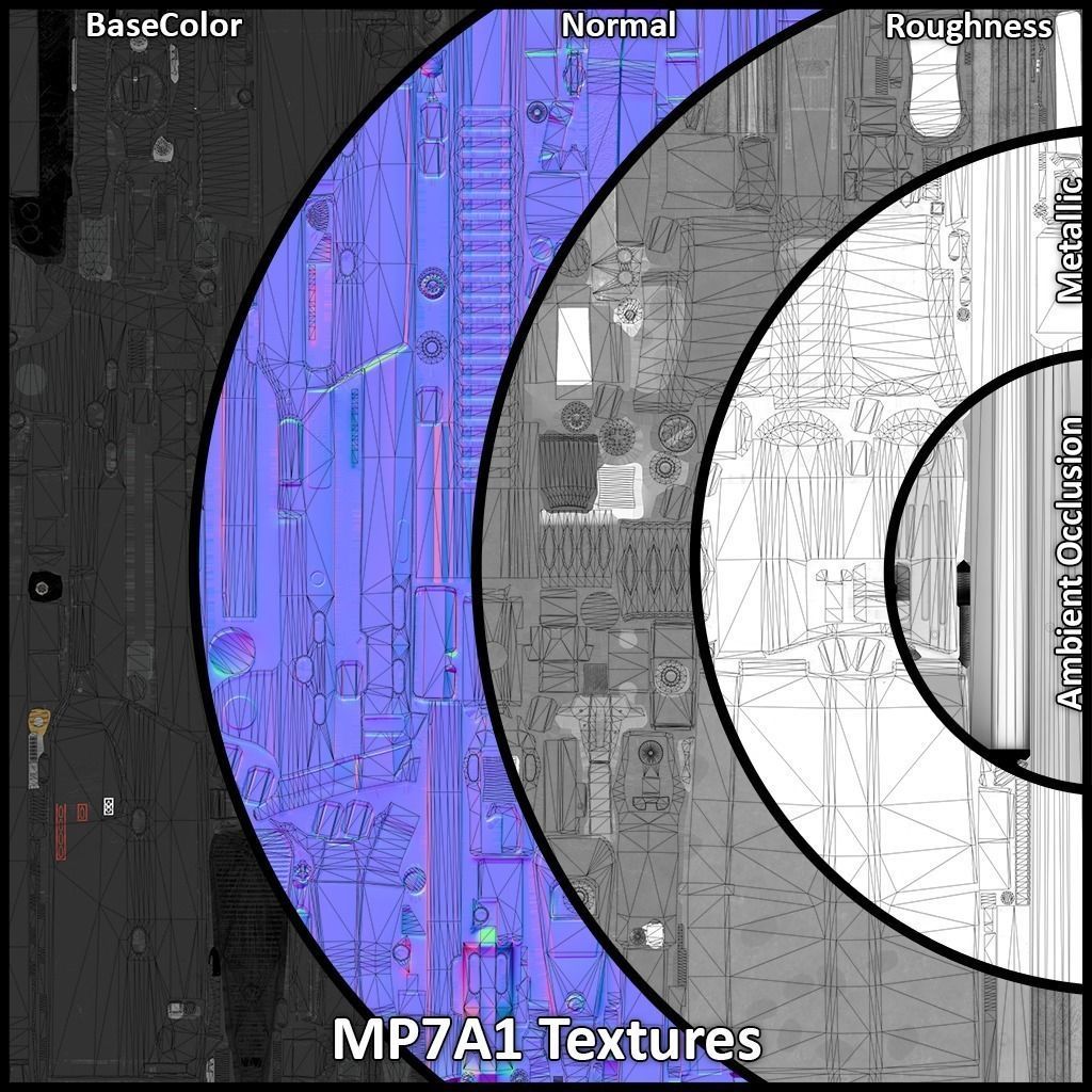 PBR MP7A1 PDW Low-poly 3D model_12