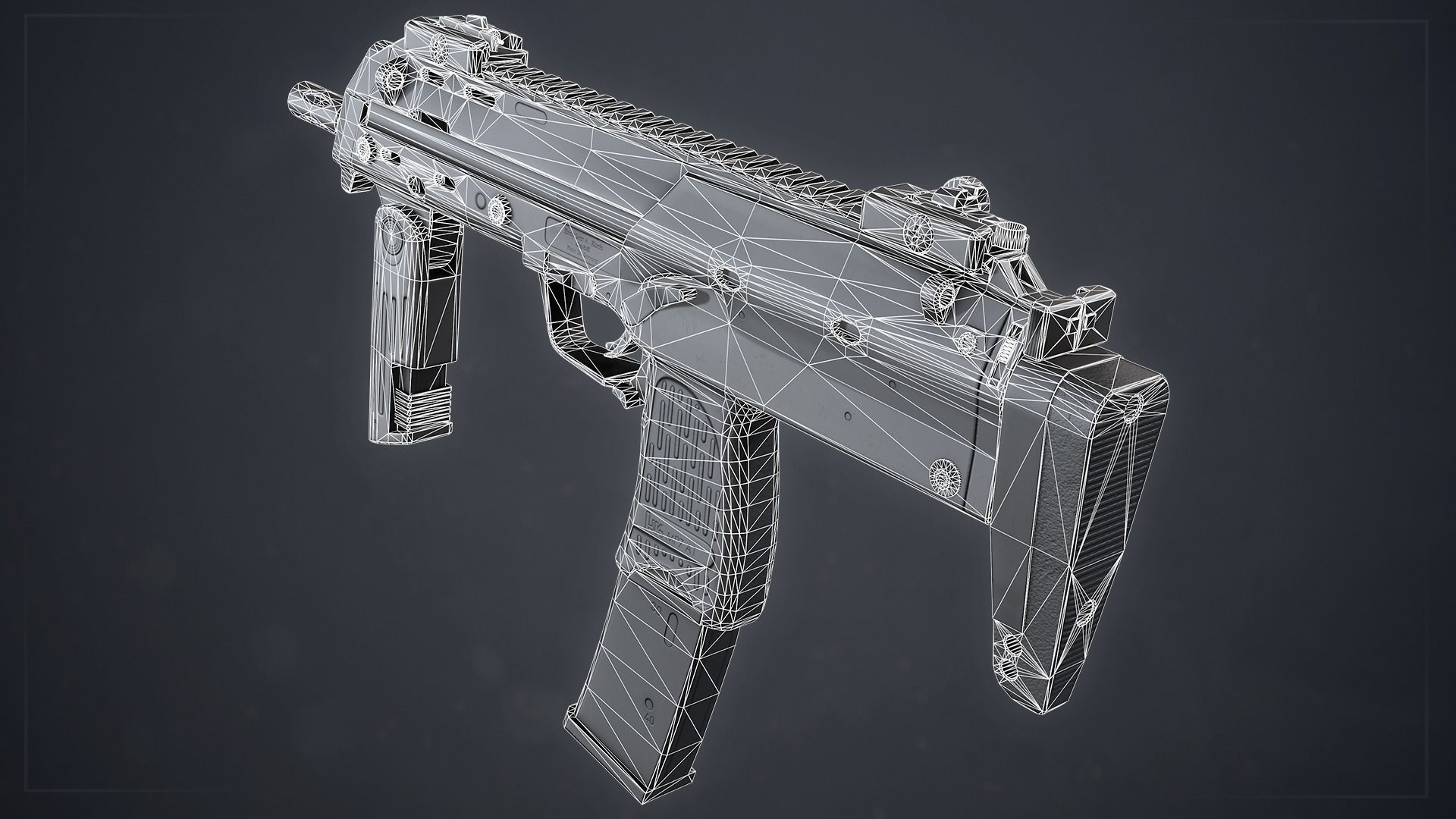 PBR MP7A1 PDW Low-poly 3D model_8