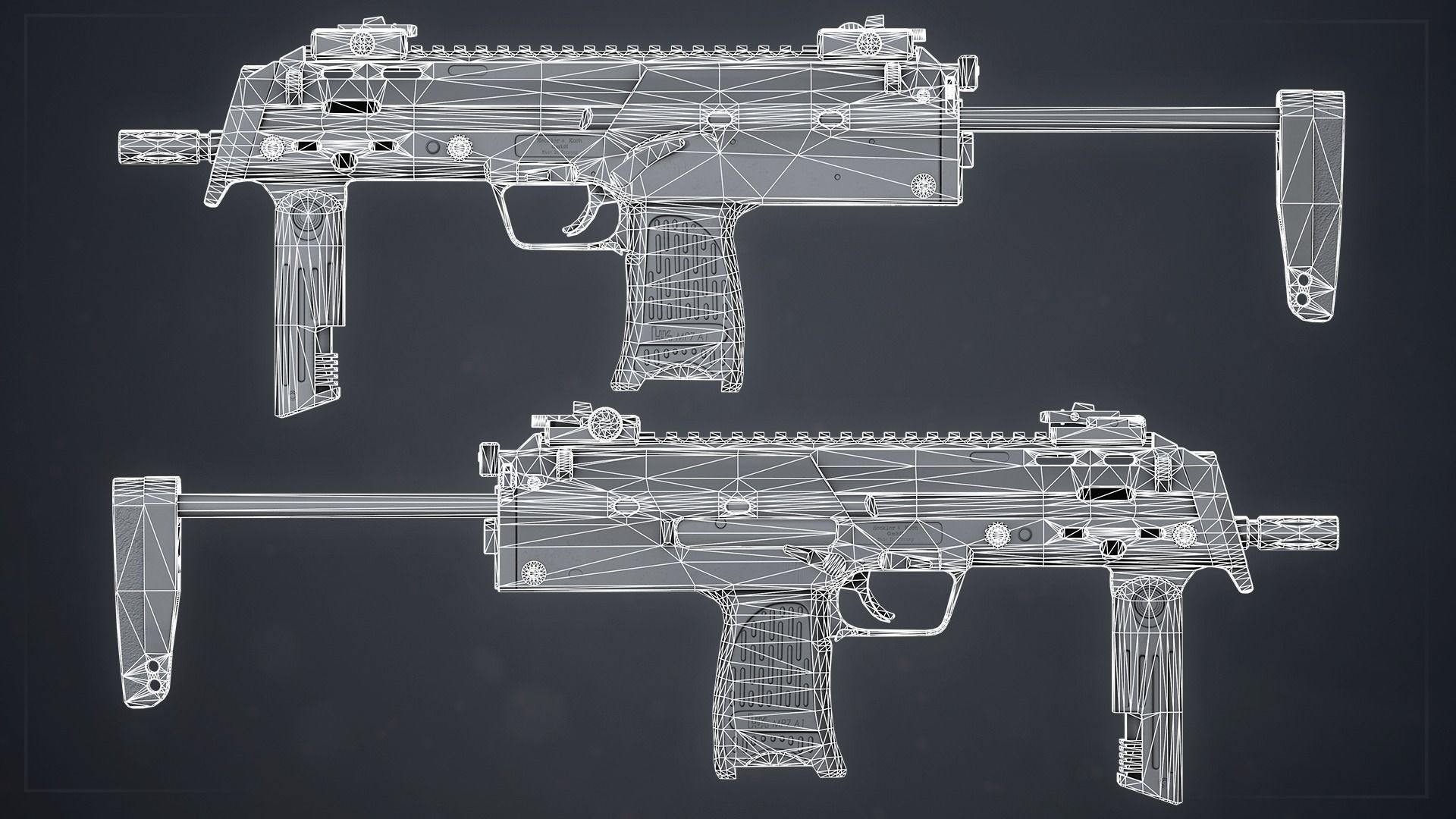 PBR MP7A1 PDW Low-poly 3D model_10