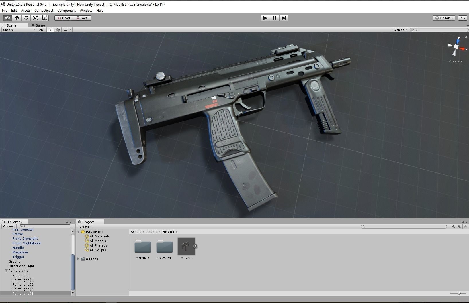 PBR MP7A1 PDW Low-poly 3D model_7