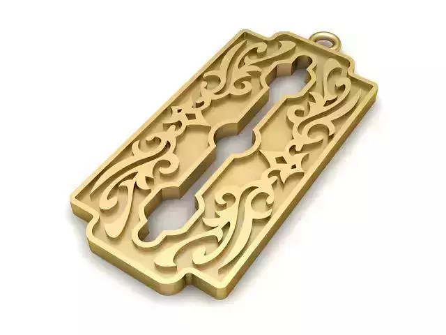 Pendant ornate gold dog tag