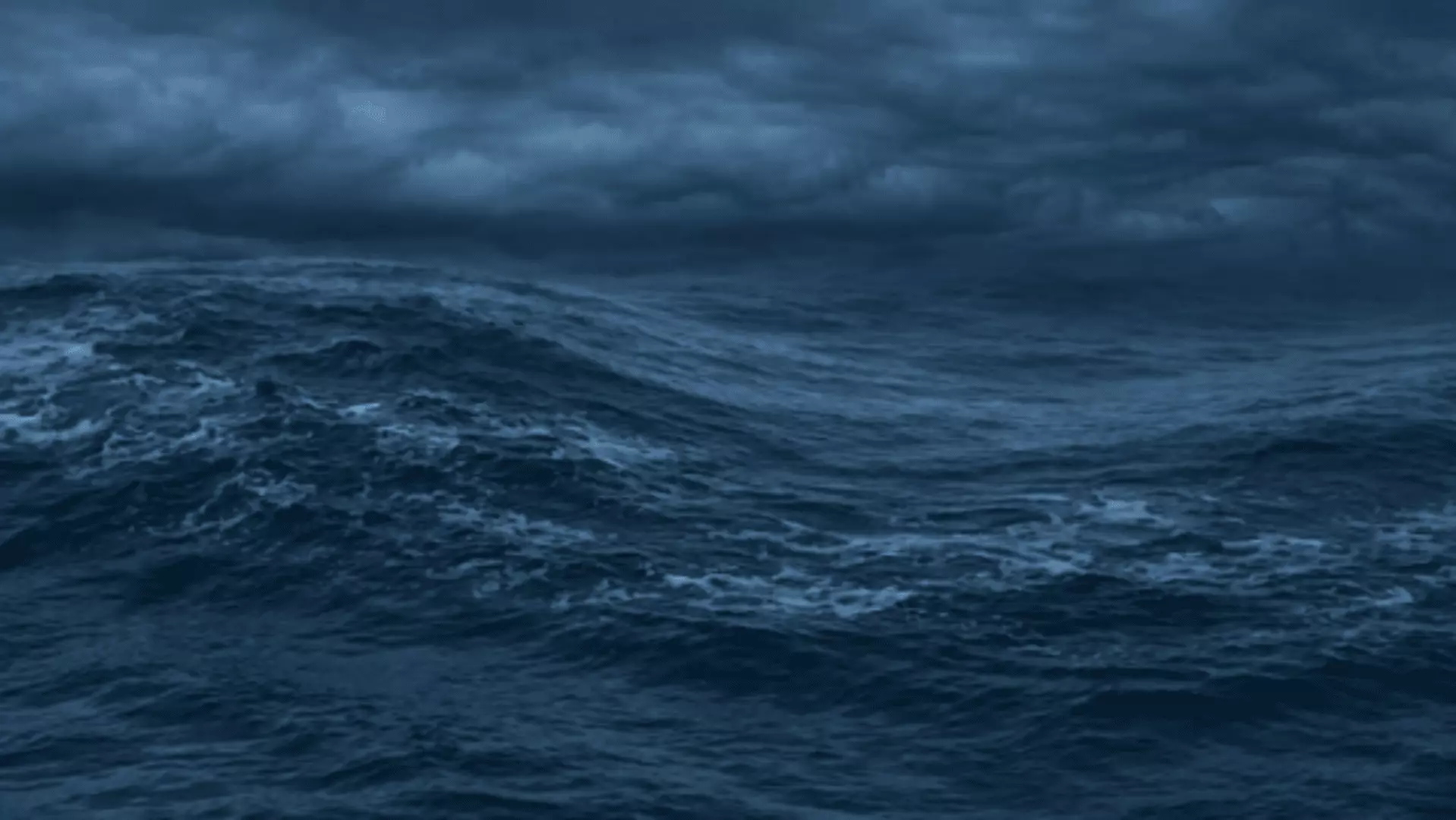 Dark Night Ocean Waves Animation Loop Stormy Sea VFX Low-poly 3D model