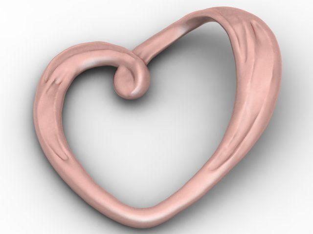 Pendant gold heart shaped 3D print model_1