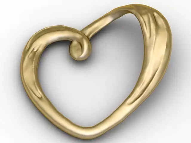 Pendant gold heart shaped 3D print model_0