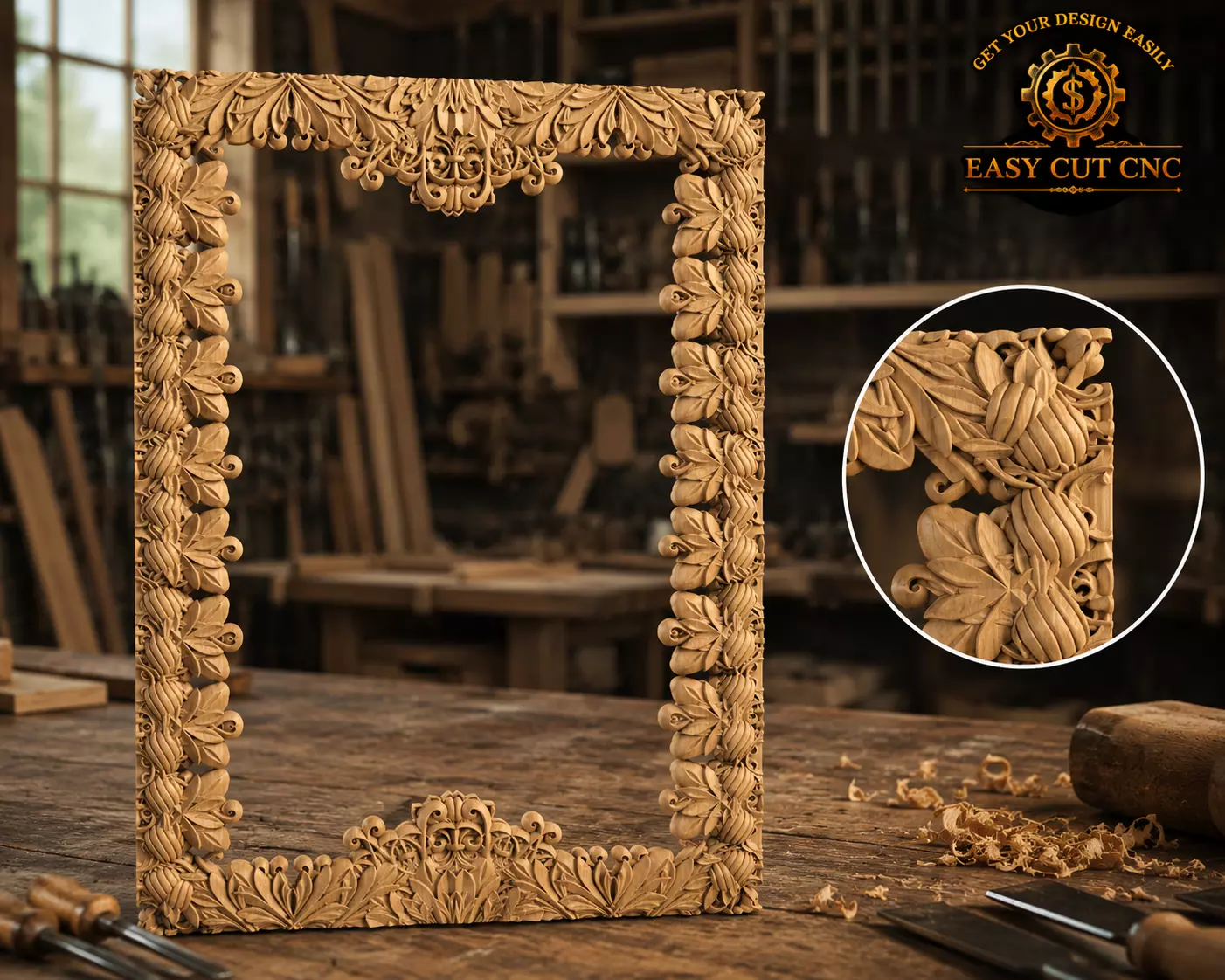 Elegant Botanical Leaf Frame STL 3D model