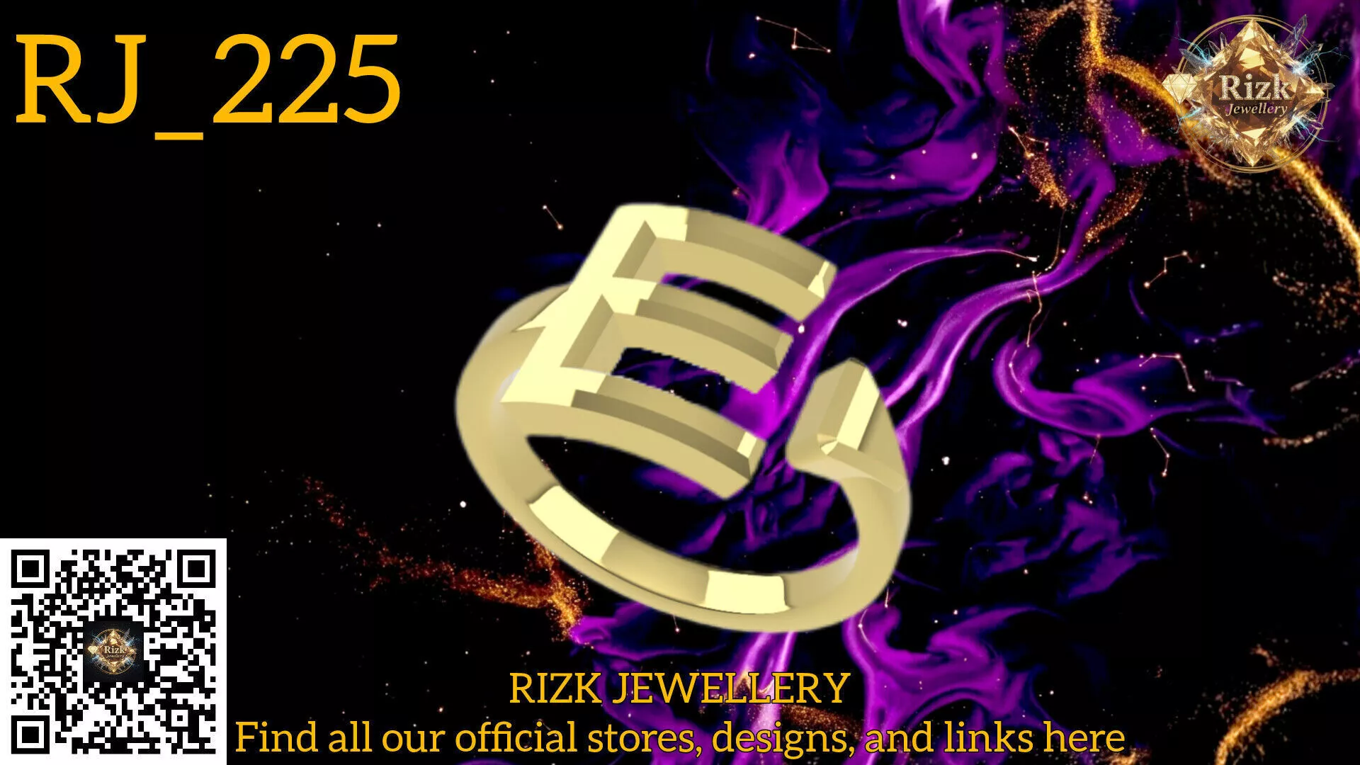 Initial Letter E Ring Style 1 Model RJ 225 3D print model