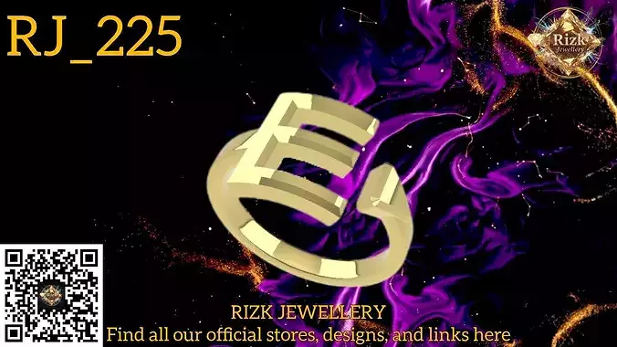 Initial Letter E Ring Style 1 Model RJ 225